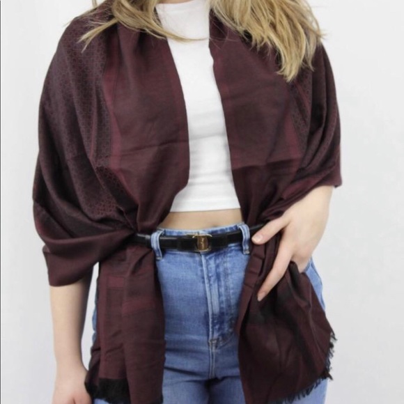 Salvatore Ferragamo Torres Scarf in Black Cherry - Picture 8 of 10